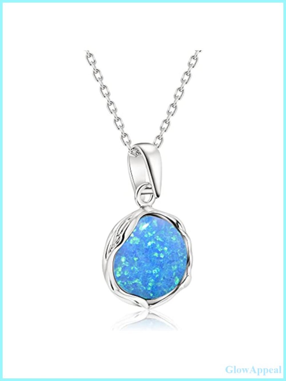 925 Sterling Silver Opal Pendant Necklace 18" Chain